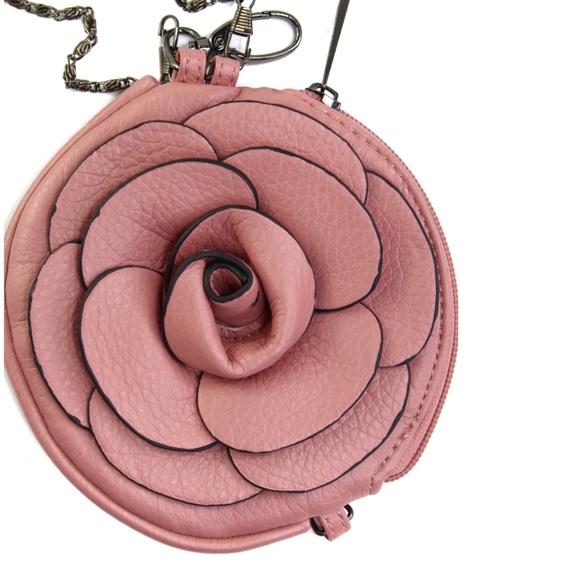 Mauve Colored Flower Chained Mini Crossbody Preowned - Picture 2 of 7